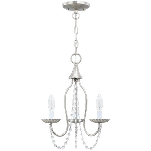 3 Light Brushed Nickel Mini Chandelier with Steel base material-Lighting LumensChandeliers