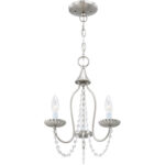 3 Light Brushed Nickel Mini Chandelier with Steel base material-Lighting LumensChandeliers