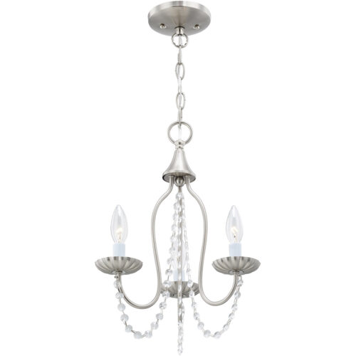 3 Light Brushed Nickel Mini Chandelier with Steel base material-Lighting LumensChandeliers