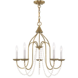 5 Light Antique Brass Chandelier with Steel base material-Lighting LumensChandeliers