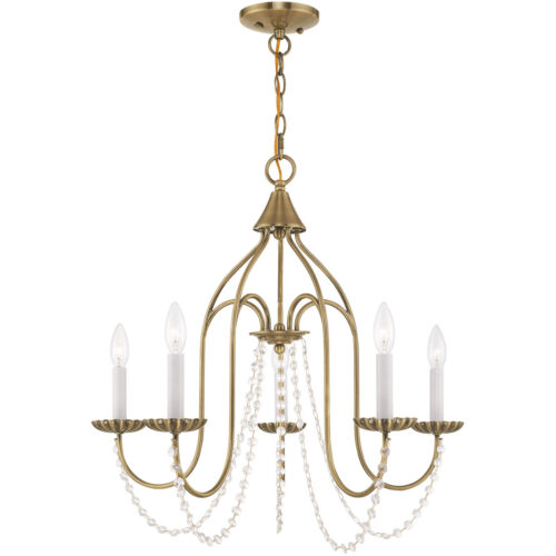 5 Light Antique Brass Chandelier with Steel base material-Lighting LumensChandeliers