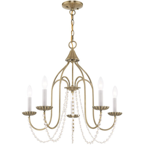 5 Light Antique Brass Chandelier with Steel base material-Lighting LumensChandeliers