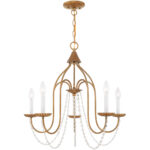 5 Light Antique Gold Leaf Chandelier with Steel base material-Lighting LumensChandeliers