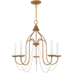 5 Light Antique Gold Leaf Chandelier with Steel base material-Lighting LumensChandeliers