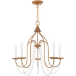 5 Light Antique Gold Leaf Chandelier with Steel base material-Lighting LumensChandeliers