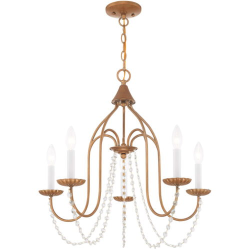 5 Light Antique Gold Leaf Chandelier with Steel base material-Lighting LumensChandeliers