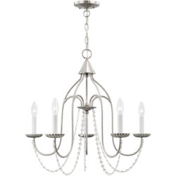 5 Light Brushed Nickel Chandelier with Steel base material-Lighting LumensChandeliers