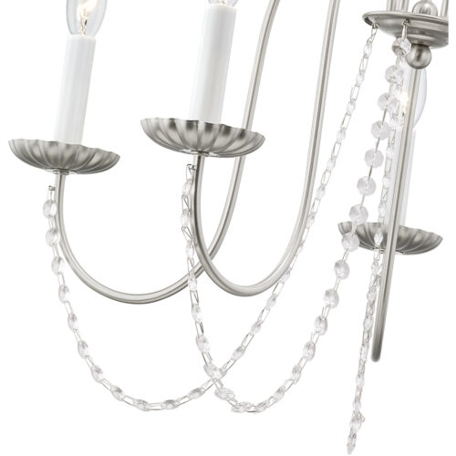 5 Light Brushed Nickel Chandelier with Steel base material-Lighting LumensChandeliers