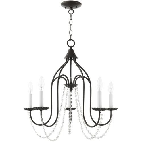 5 Light English Bronze Chandelier with Steel base material-Lighting LumensChandeliers