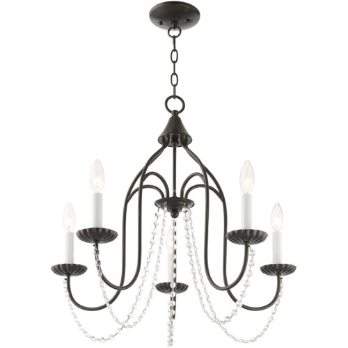 5 Light English Bronze Chandelier with Steel base material-Lighting LumensChandeliers