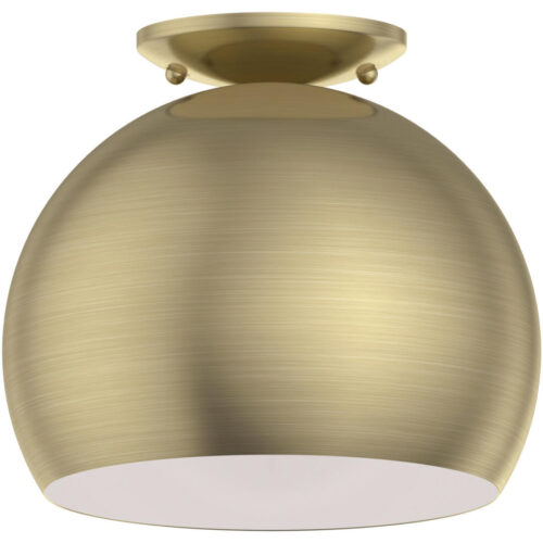 40800-01 1 Light Antique Brass Flush Mount-Lighting LumensBath/Flush Mounts