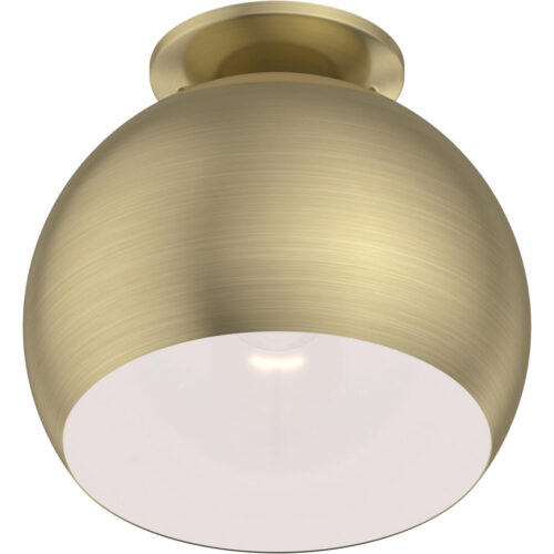 40800-01 1 Light Antique Brass Flush Mount-Lighting LumensBath/Flush Mounts