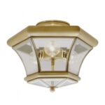 3 Light Antique Brass Ceiling Light fixture with Hand crafted Solid Brass base material-Lighting LumensFlush Mount Ceiling Lights