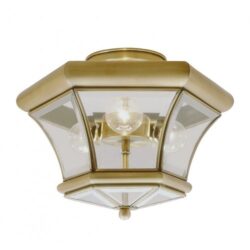 3 Light Antique Brass Ceiling Light fixture with Hand crafted Solid Brass base material-Lighting LumensFlush Mount Ceiling Lights