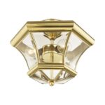 3 Light Polished Brass Ceiling Light fixture with Hand crafted Solid Brass base material-Lighting LumensFlush Mount Ceiling Lights