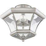 3 Light Brushed Nickel Ceiling Light fixture with Clear Beveled Glass Shade-Lighting LumensFlush Mount Ceiling Lights