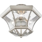 3 Light Brushed Nickel Ceiling Light fixture with Clear Beveled Glass Shade-Lighting LumensFlush Mount Ceiling Lights