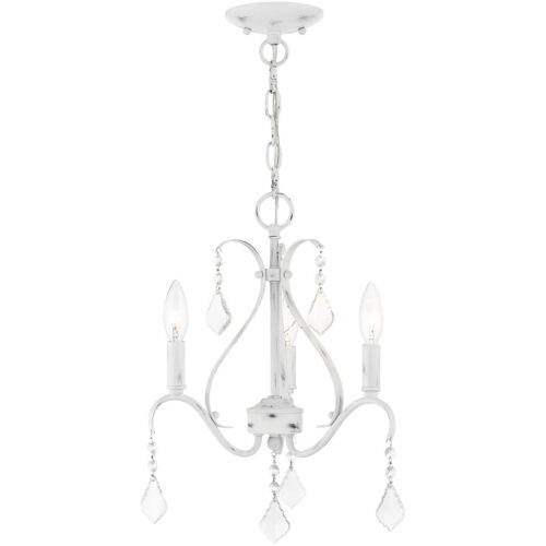 3 Light Antique White Chandelier with Steel base material-Lighting LumensChandeliers