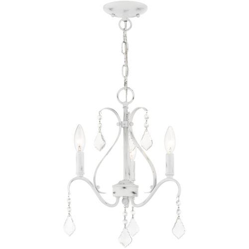 3 Light Antique White Chandelier with Steel base material-Lighting LumensChandeliers