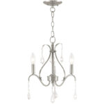 3 Light Brushed Nickel Mini Chandelier with Steel base material-Lighting LumensChandeliers