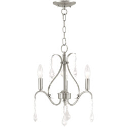 3 Light Brushed Nickel Mini Chandelier with Steel base material-Lighting LumensChandeliers