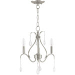 3 Light Brushed Nickel Mini Chandelier with Steel base material-Lighting LumensChandeliers