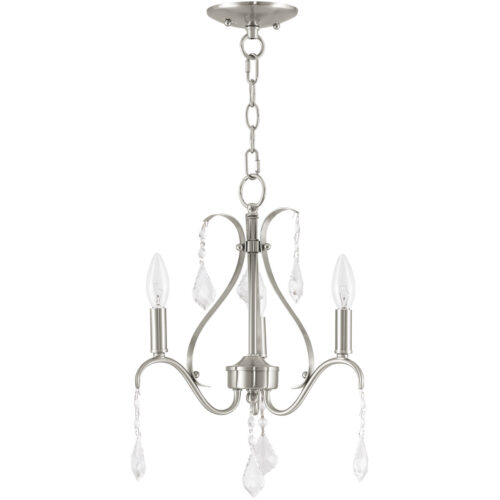 3 Light Brushed Nickel Mini Chandelier with Steel base material-Lighting LumensChandeliers