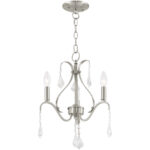 3 Light Brushed Nickel Mini Chandelier with Steel base material-Lighting LumensChandeliers