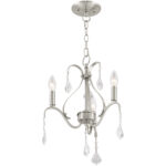 3 Light Brushed Nickel Mini Chandelier with Steel base material-Lighting LumensChandeliers