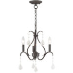 3 Light English Bronze Mini Chandelier with Steel base material-Lighting LumensChandeliers