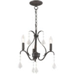 3 Light English Bronze Mini Chandelier with Steel base material-Lighting LumensChandeliers