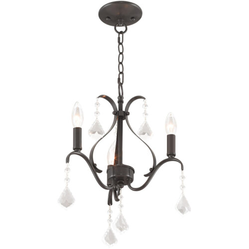 3 Light English Bronze Mini Chandelier with Steel base material-Lighting LumensChandeliers