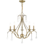 5 Light Antique Brass Chandelier with Steel base material-Lighting LumensChandeliers