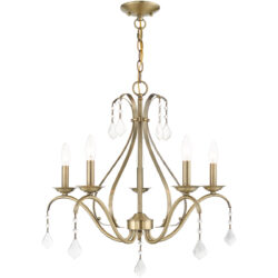 5 Light Antique Brass Chandelier with Steel base material-Lighting LumensChandeliers