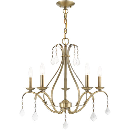 5 Light Antique Brass Chandelier with Steel base material-Lighting LumensChandeliers