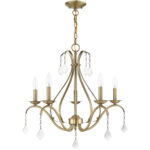 5 Light Antique Brass Chandelier with Steel base material-Lighting LumensChandeliers