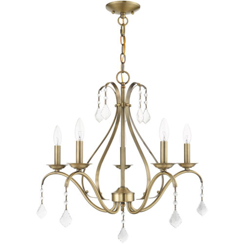 5 Light Antique Brass Chandelier with Steel base material-Lighting LumensChandeliers