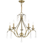 5 Light Antique Brass Chandelier with Steel base material-Lighting LumensChandeliers