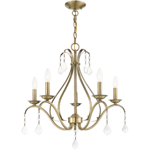 5 Light Antique Brass Chandelier with Steel base material-Lighting LumensChandeliers