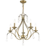 5 Light Antique Brass Chandelier with Steel base material-Lighting LumensChandeliers