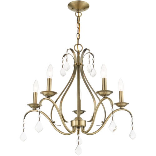 5 Light Antique Brass Chandelier with Steel base material-Lighting LumensChandeliers