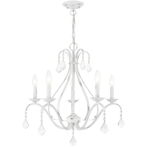 5 Light Antique White Chandelier with Steel base material-Lighting LumensChandeliers