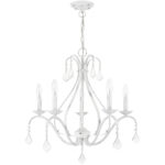 5 Light Antique White Chandelier with Steel base material-Lighting LumensChandeliers