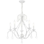 5 Light Antique White Chandelier with Steel base material-Lighting LumensChandeliers