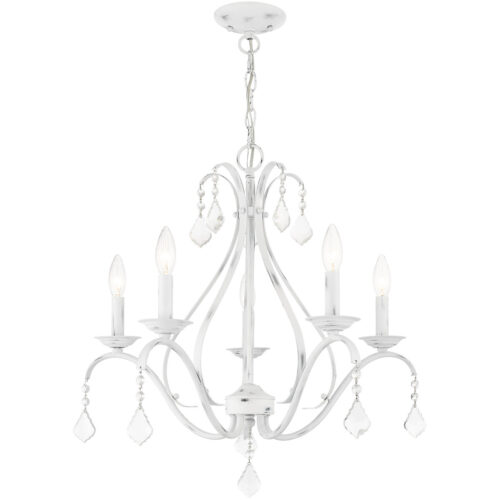 5 Light Antique White Chandelier with Steel base material-Lighting LumensChandeliers