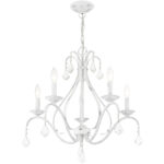 5 Light Antique White Chandelier with Steel base material-Lighting LumensChandeliers