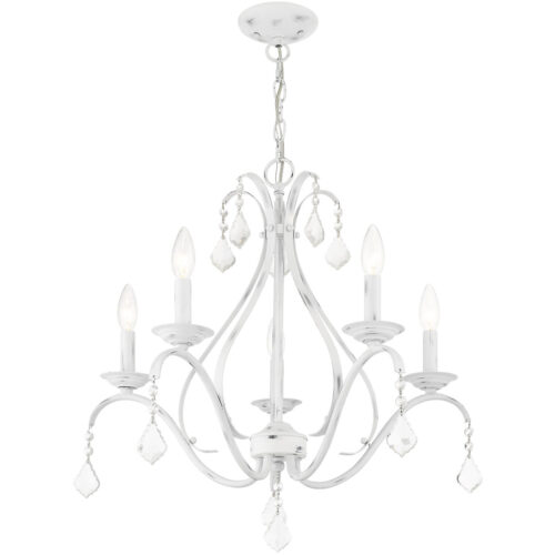 5 Light Antique White Chandelier with Steel base material-Lighting LumensChandeliers