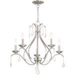 5 Light Brushed Nickel Chandelier with Steel base material-Lighting LumensChandeliers