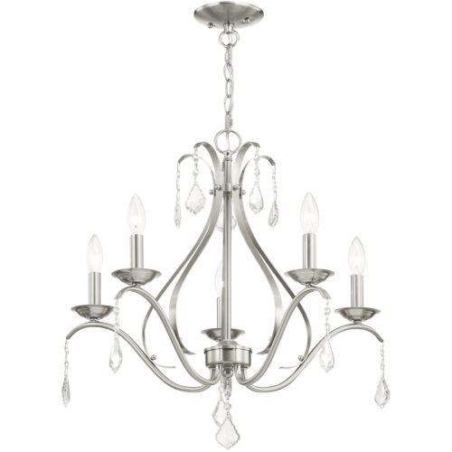 5 Light Brushed Nickel Chandelier with Steel base material-Lighting LumensChandeliers