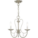 3 Light Brushed Nickel Chandelier with Steel base material-Lighting LumensChandeliers